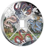 YEAR OF THE DRAGON Quadrant Set 4 x 1 Once Argent Monnaies 1 Dollars Tuvalu 2024