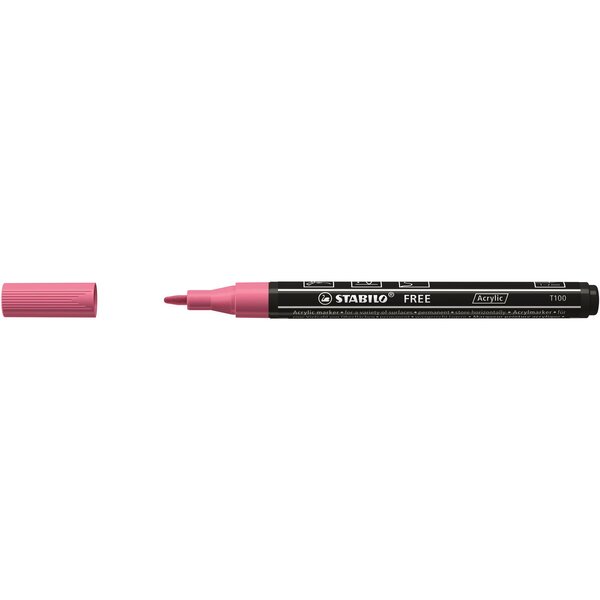 Marqueur pointe fine FREE acrylic T100 rose STABILO