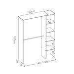 Dressing extensible à montage réversible 1 colonne et 2 penderies - Mélamine blanc 139 5 x 40 x Hauteur 187 cm