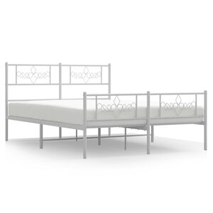 vidaXL Cadre de lit métal avec tête de lit/pied de lit blanc 120x190cm