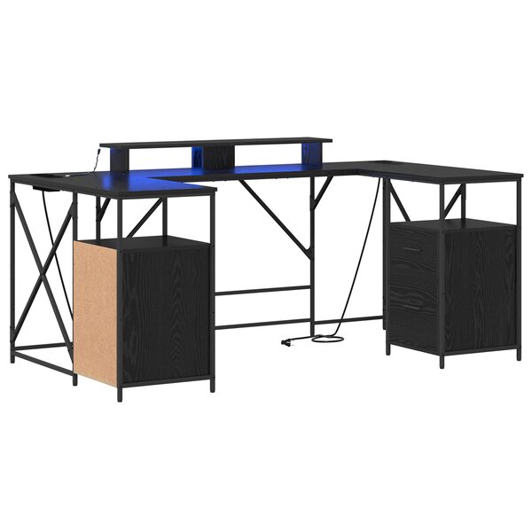 vidaXL Bureau Chêne Noir 182 x 101 x 87.5 cm Bois d'ingénierie