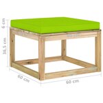 vidaXL Repose-pied de jardin avec coussin bois imprégné de vert