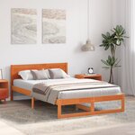 vidaXL Cadre de lit Marron cireux Bois massif 120 x 190 cm Cadre de lit