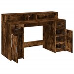 vidaXL Bureau et lumières LED chêne fumé 140x55x91cm bois d'ingénierie