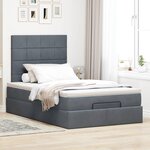 vidaXL Cadre de lit ottoman et matelas gris foncé 120x200 cm velours