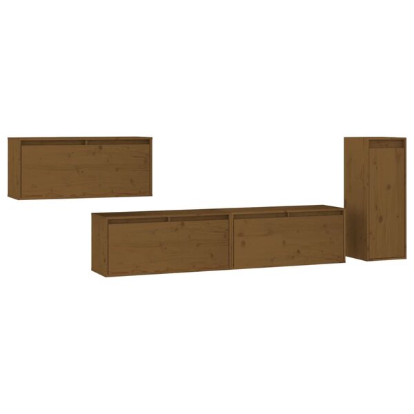 vidaXL Meubles TV 4 Pièces Marron miel Bois massif de pin