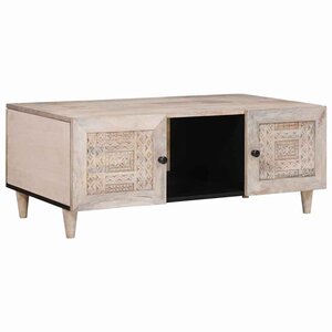 vidaXL Table basse Beige 100 x 54 x 40 cm Bois d'acacia massif