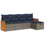 vidaXL Salon de jardin 5 Pièces avec coussins gris résine tressée