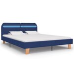 vidaXL Cadre de lit avec LED sans matelas bleu tissu 160x200 cm