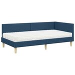 vidaXL Cadre de lit d'angle avec matelas Autre 2 Pièces Bleu tissu