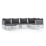 vidaXL Salon de jardin avec coussins 6 Pièces blanc acier