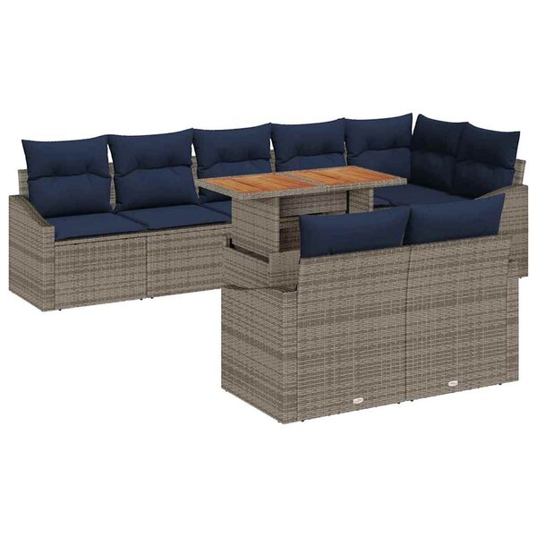vidaXL Ensemble de canapé de jardin 9 Pièces Gris Poly rotin
