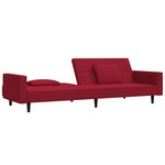 Vidaxl canapé-lit à 2 places et deux oreillers rouge bordeaux velours