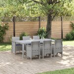 vidaXL Ensemble de salle à manger de jardin de 7 pièces avec coussins Gris clair Poly Rotin