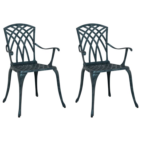 Chaises de jardin vidaXL 2 Pièces Vert en aluminium moulé