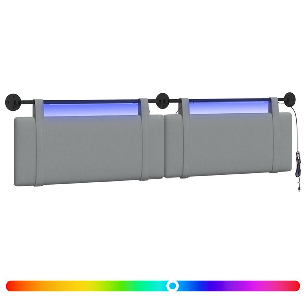 vidaXL Tête de lit suspendue Gris clair Tissu