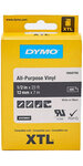 Dymo xtl - ruban adhésif permanent en vinyle  12mm x 7m - blanc sur noir