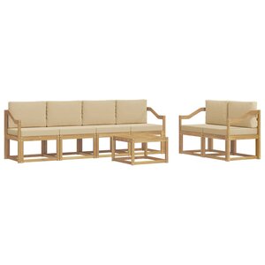 vidaXL Ensemble de canapés d'extérieur 7 Pièces Blanc et Beige