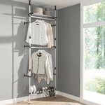 vidaXL Système de garde-robe télescopique barres et étagère Aluminium