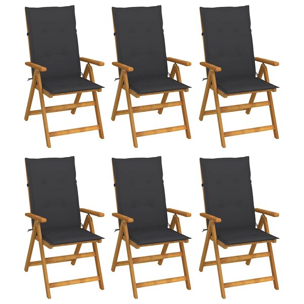 vidaXL Chaises pliantes 6 pièces avec coussins en bois d'acacia massif