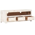 vidaXL Meuble TV Bois massif d'acacia 110x30x40 cm Blanc