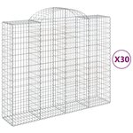 vidaXL Paniers à gabions arqués 30 Pièces 200x50x160/180 cm Fer galvanisé