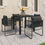 vidaXL Ensemble à manger de jardin 5 Pièces PVC résine tressée noir