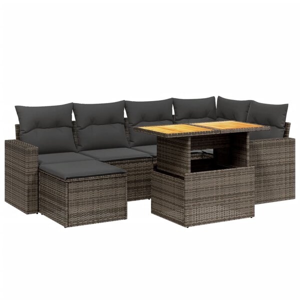 vidaXL Salon de jardin 11 Pièces avec coussins gris résine tressée