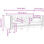 vidaXL Canapé Chesterfield avec traversins 2 places rose velours