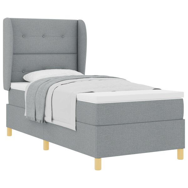 Lit Box Spring vidaXL avec matelas Gris clair 100x200 cm Tissu