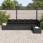 vidaXL Ensemble de canapé de jardin avec coussin 6 Pièces Noir polyrotin