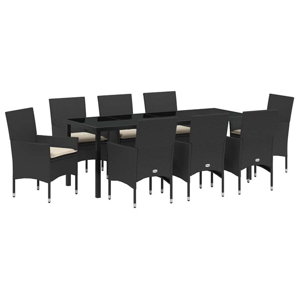 vidaXL Ensemble de salle à manger pour jardin 9 pc Noir polyrotin