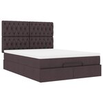 VidaXL Cadre de lit ottoman avec matelas marron foncé 140x200 cm tissu
