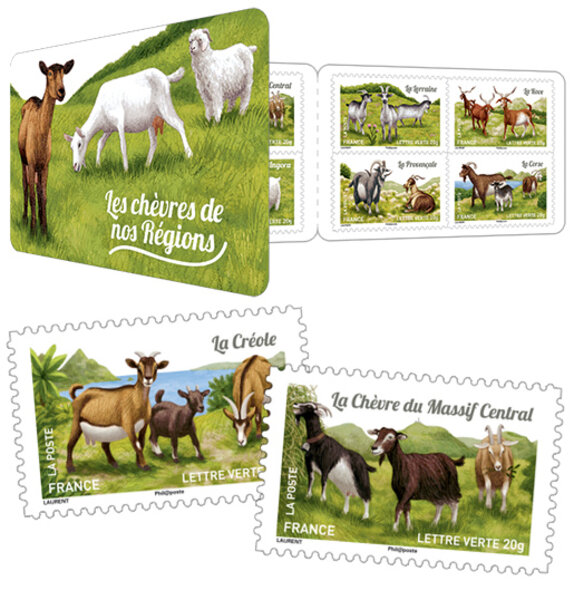 Carnet - Les chèvres de nos régions - 12 timbres autocollants