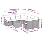 vidaXL Ensemble de canapé de jardin avec coussin 9 Pièces Noir polyrotin