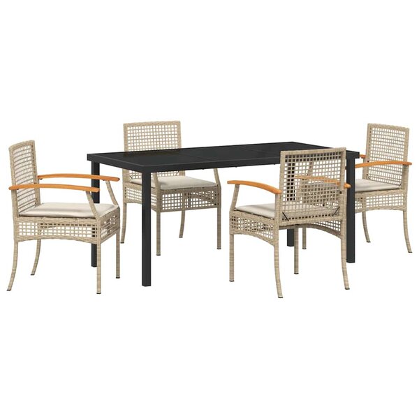 vidaXL Ensemble de salle à manger pour jardin 5 Pièces Beige et Noir