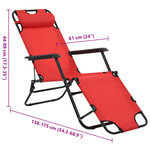 vidaXL Chaises longues pliables 2 Pièces avec repose-pied Acier Rouge