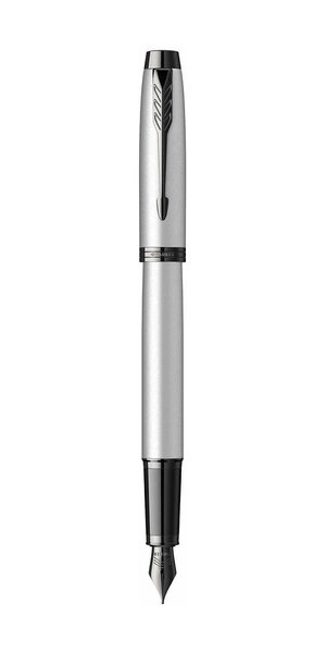 Parker im monochrome stylo plume  gris mat  plume moyenne  encre bleue  coffret cadeau