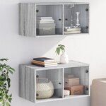 vidaXL Armoires murales portes vitrées 2 Pièces sonoma gris 68 5x37x35 cm