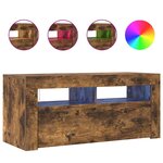 vidaXL Meuble TV avec lumières LED Chêne fumé 90x35x40 cm