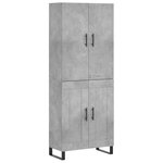 vidaXL Buffet haut Gris béton 69 5x34x180 cm Bois d'ingénierie