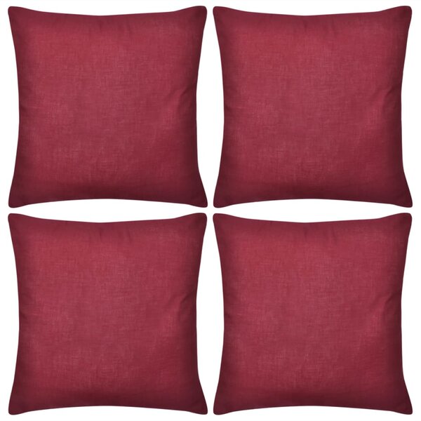 vidaXL Housses de coussin 4 Pièces Coton Bordeaux 40x40 cm