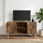 vidaXL Meuble TV 102 x 34 5 x 50 cm Chêne fumé Bois d'ingénierie