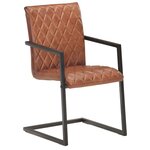 vidaXL Chaises à manger cantilever lot de 2 marron cuir véritable