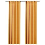 vidaXL Rideaux occultants aspect lin et crochets 2 Pièces Jaune 140x225cm