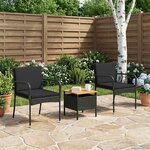 vidaXL Ensemble de jardin Noir polyrotin