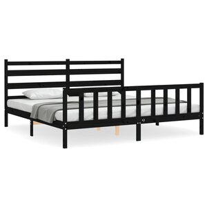 vidaXL Cadre de lit sans matelas noir 200x200 cm bois massif de pin