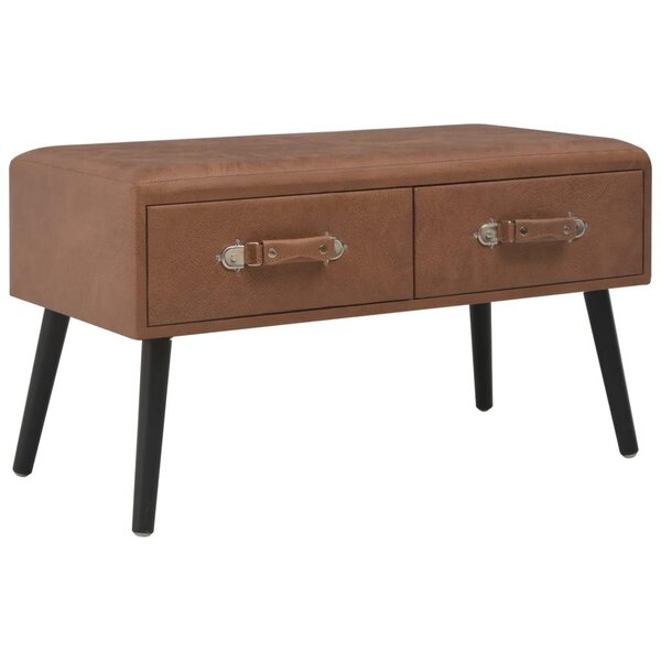 Banquette pouf tabouret meuble banc avec tiroirs 80 cm marron foncé synthétique 3002159