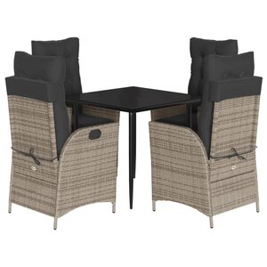 vidaXL Ensemble à manger de jardin 5 Pièces coussins gris résine tressée