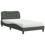 vidaXL Lit avec matelas Hvar gris foncé 100x200 cm tissu